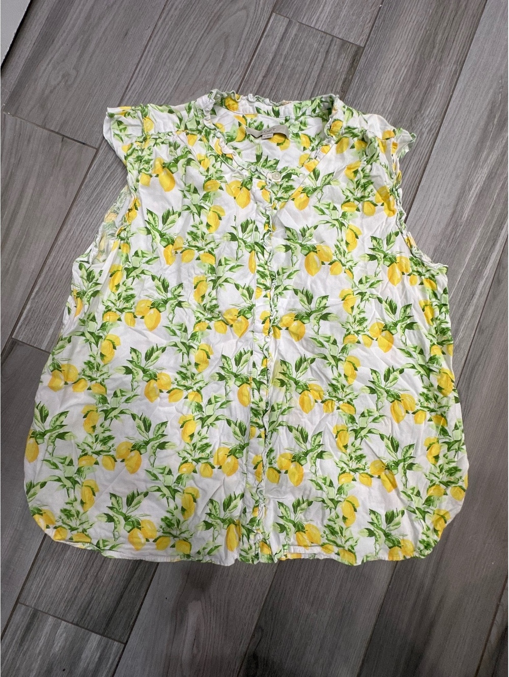 LOFT Sleeveless Lemon Print Blouse XL